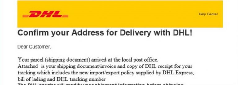 Remove DHL Package Tracking Confirmation Email Scam Virus - Malware Guide