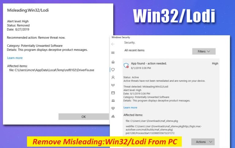 Misleading win32 lodi как удалить на windows 10